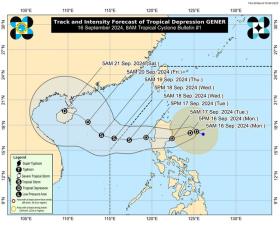  Thêm một áp thấp gần Philippines, có thể thành bão vào biển Đông