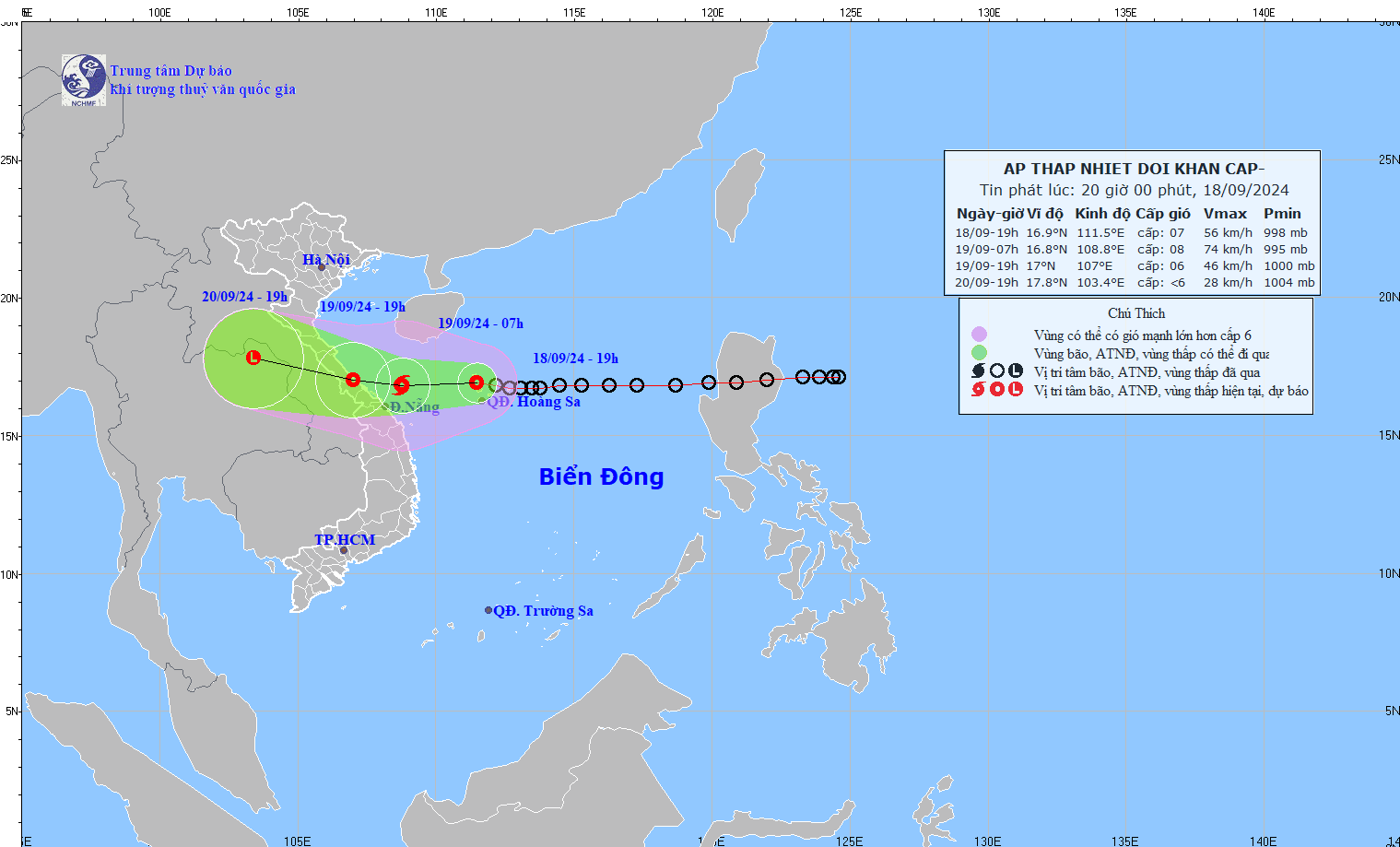 Tin mới nhất về áp thấp nhiệt đới: Còn cách Đà Nẵng 360km, tiếp tục mạnh lên thành bão số 4, giật cấp 10