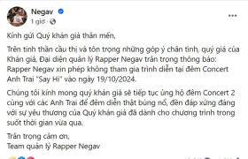 Negav chính thức không tham gia concert thứ 2 của Anh trai say hi, khán giả ào vô tranh cãi